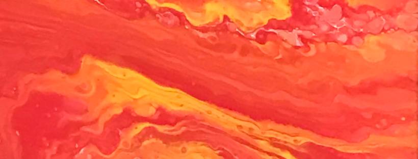 Red acrylic pouring